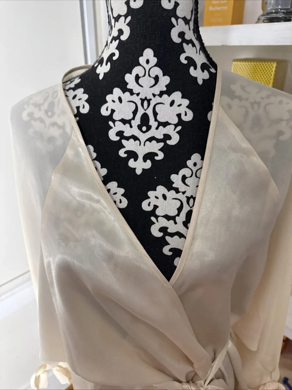 Vintage Victoria's Secret Cream Ivory Color Full Length Satin Wrap Robe  M/L
